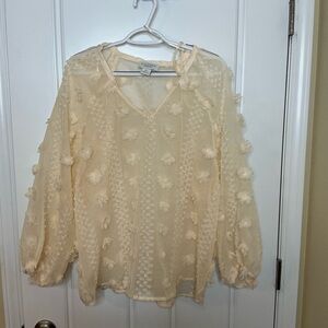 Talbots Cream Textured Blouse
